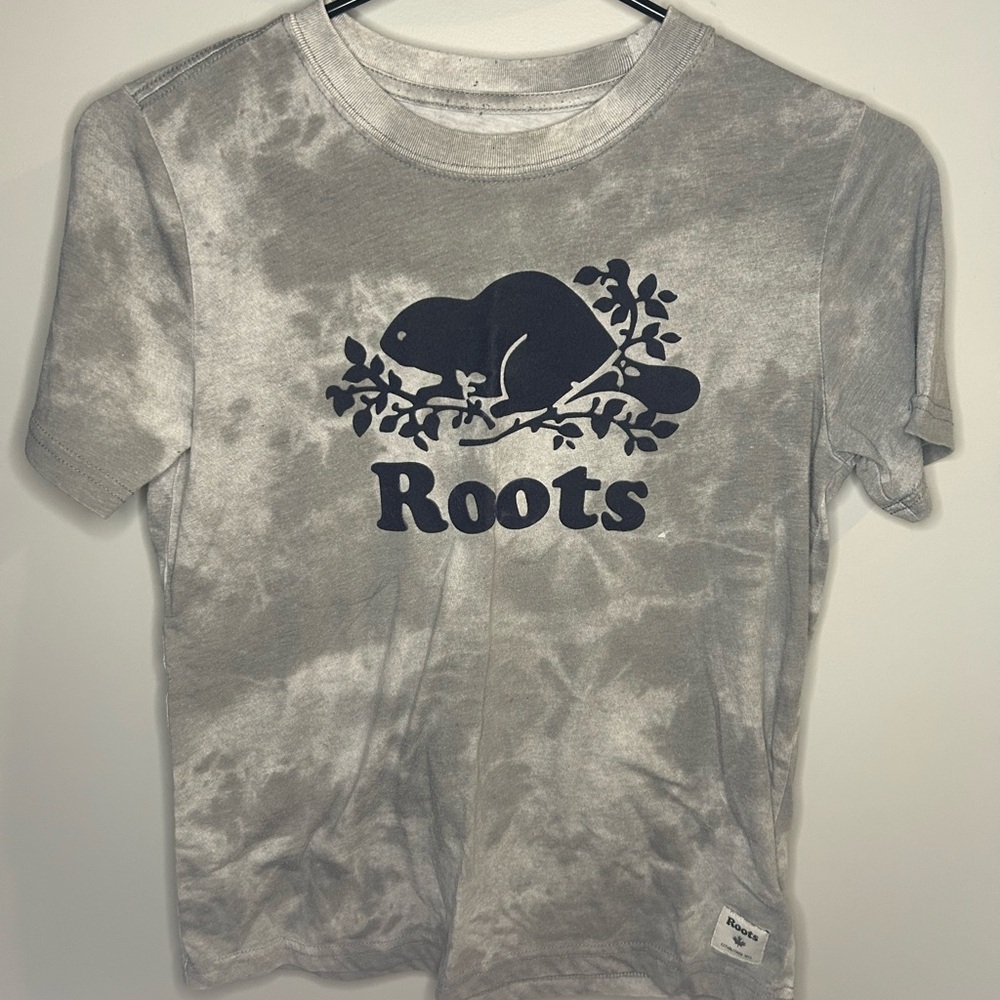 Roots Gray and White Tie-Dye Tee